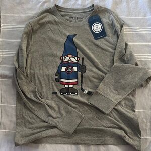 Life Is Good Gray Long Sleeve Tee with Gnome Graphic